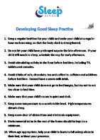 Preview of Developing Good Sleep Practice